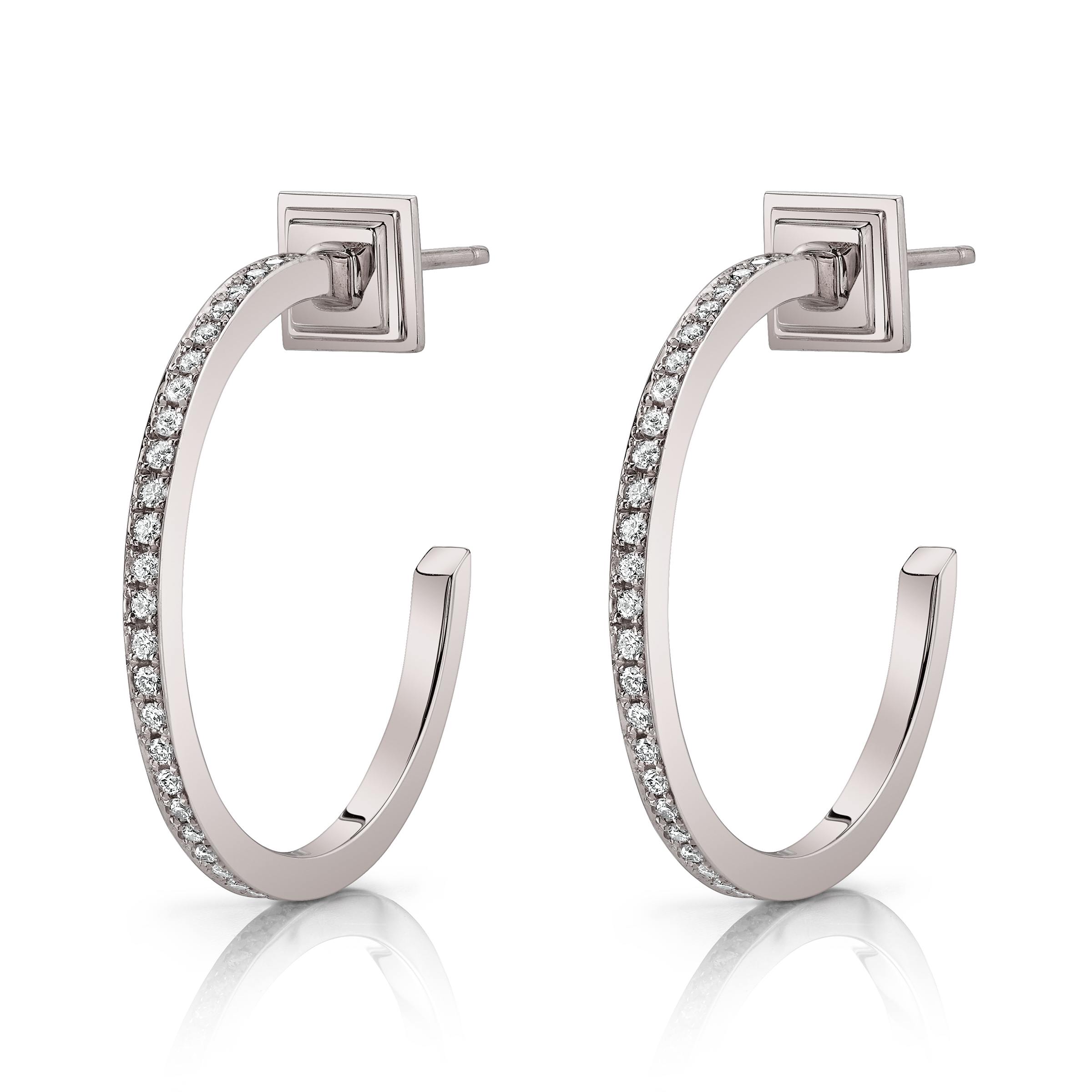 XL Coria Hoop Earrings, hoop earrings in white gold and set with white diamond pavé