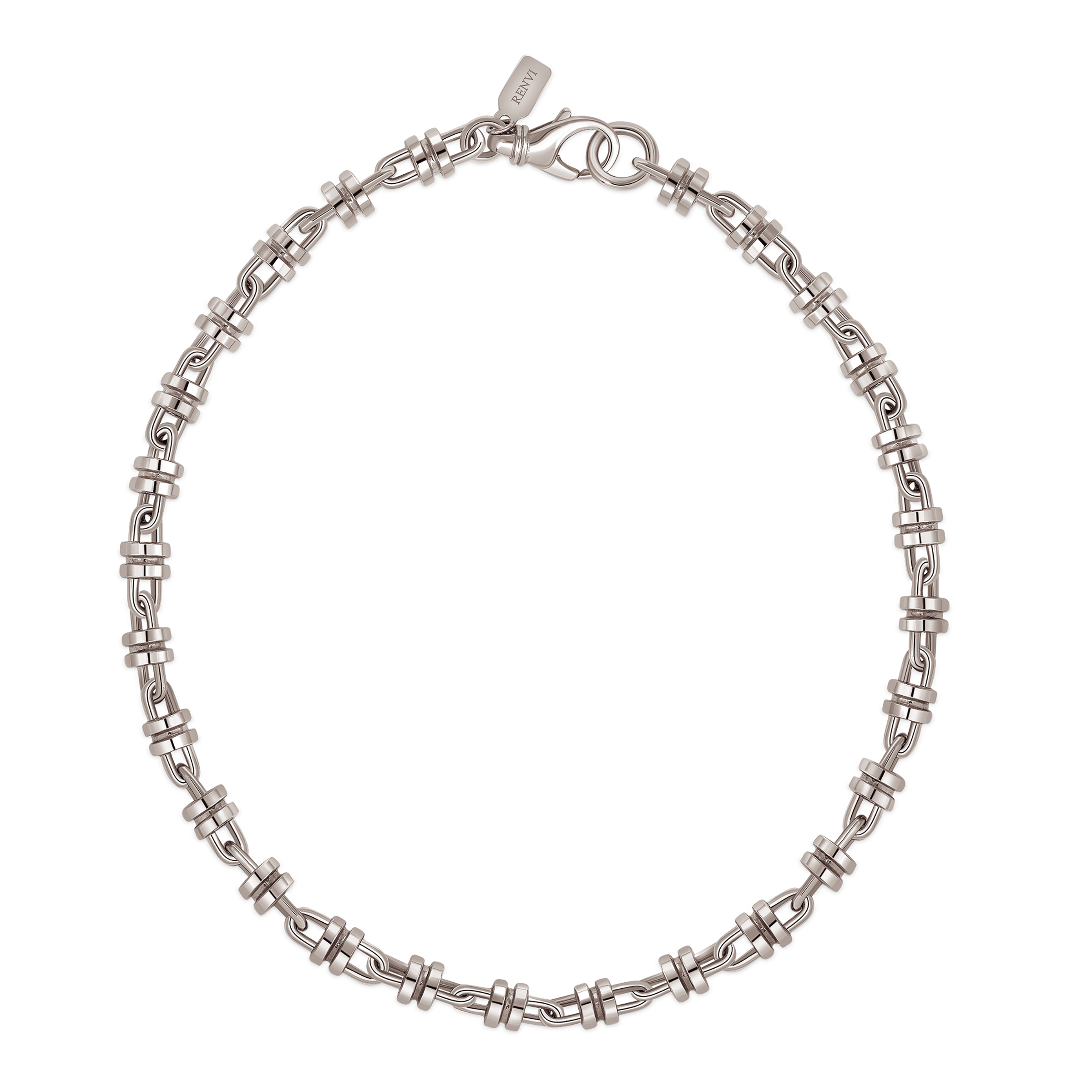 XL Capital Link Necklace, white-gold chain necklace with large Doric-column inspired links